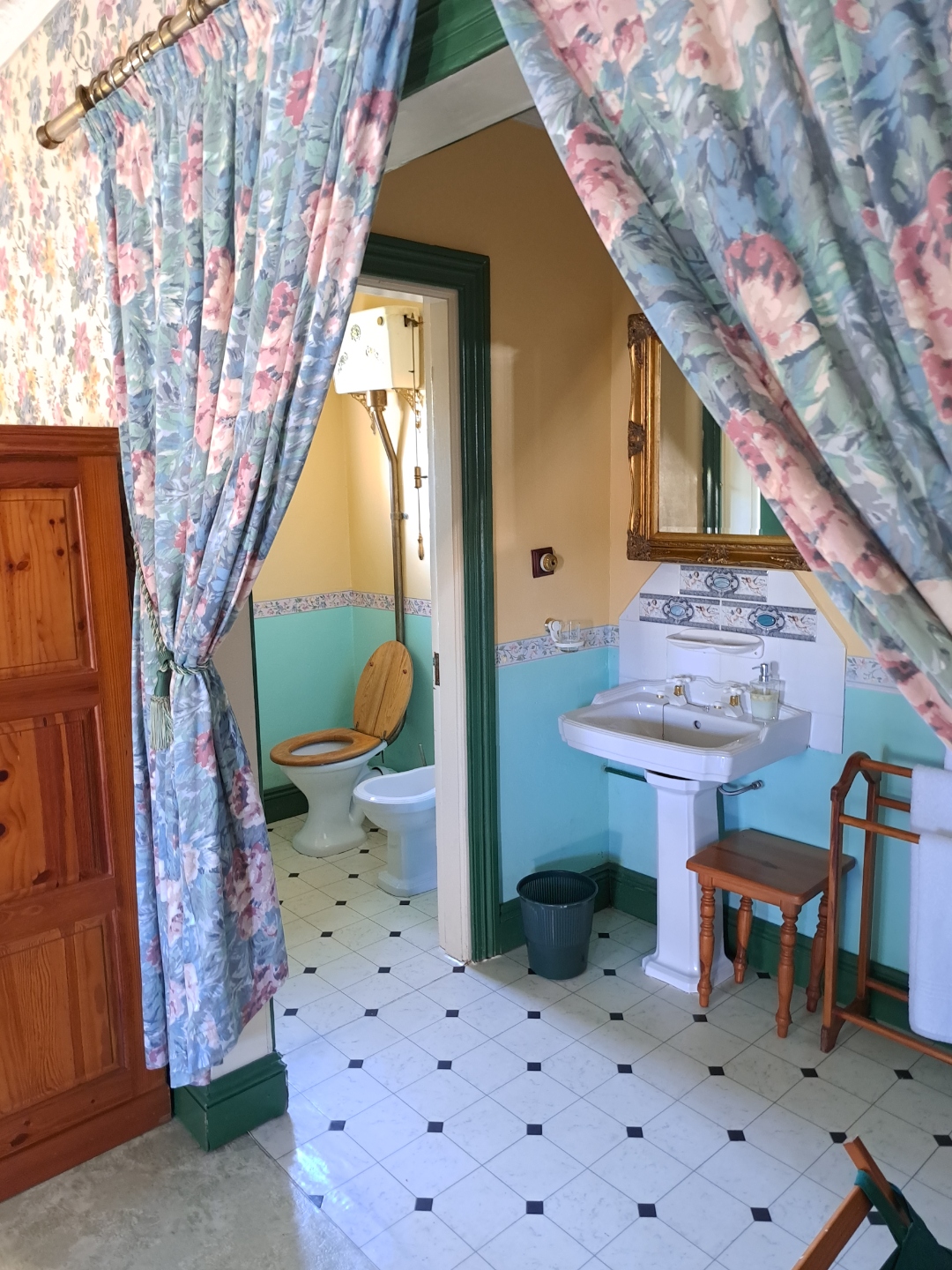 Deluxe Green Room — bathroom with basin and mirror